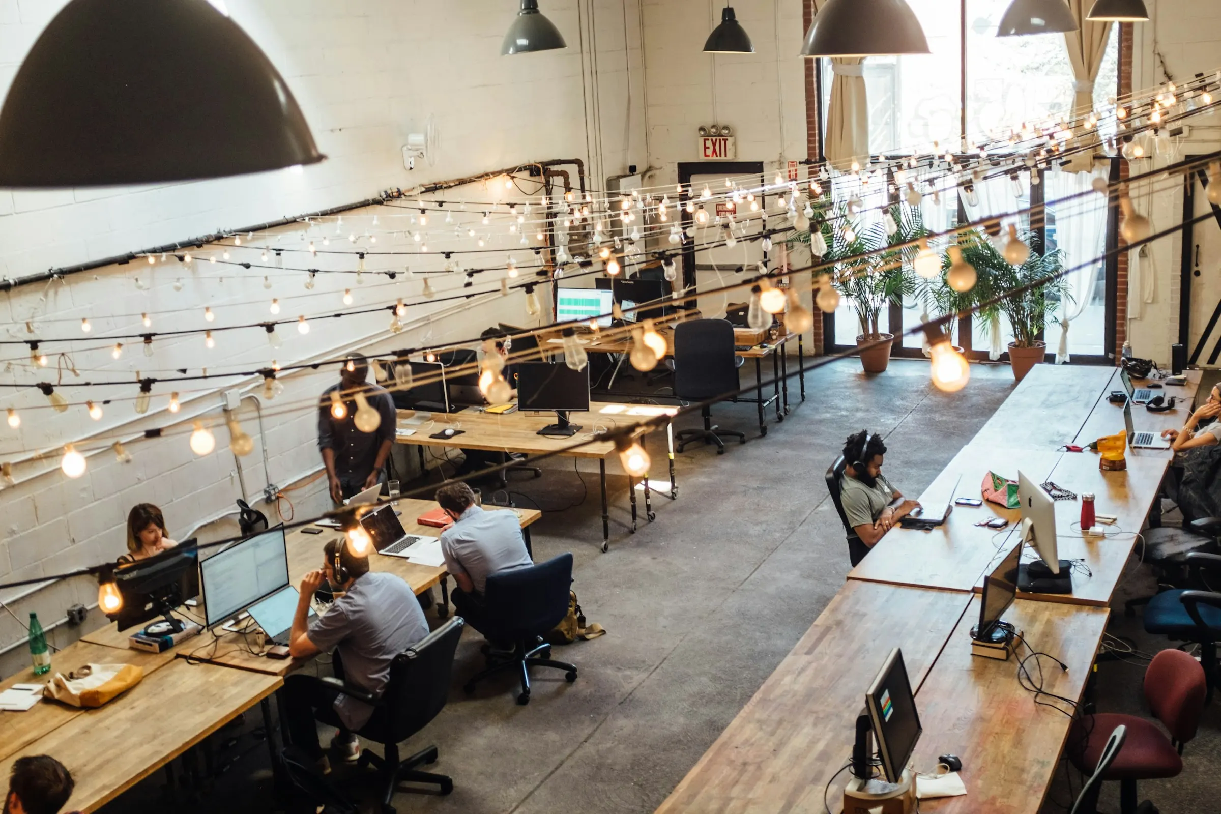 A busy shared office floor
