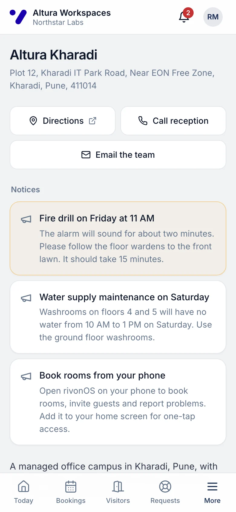 The centre guide on a phone: directions, hours, Wi-Fi and amenities