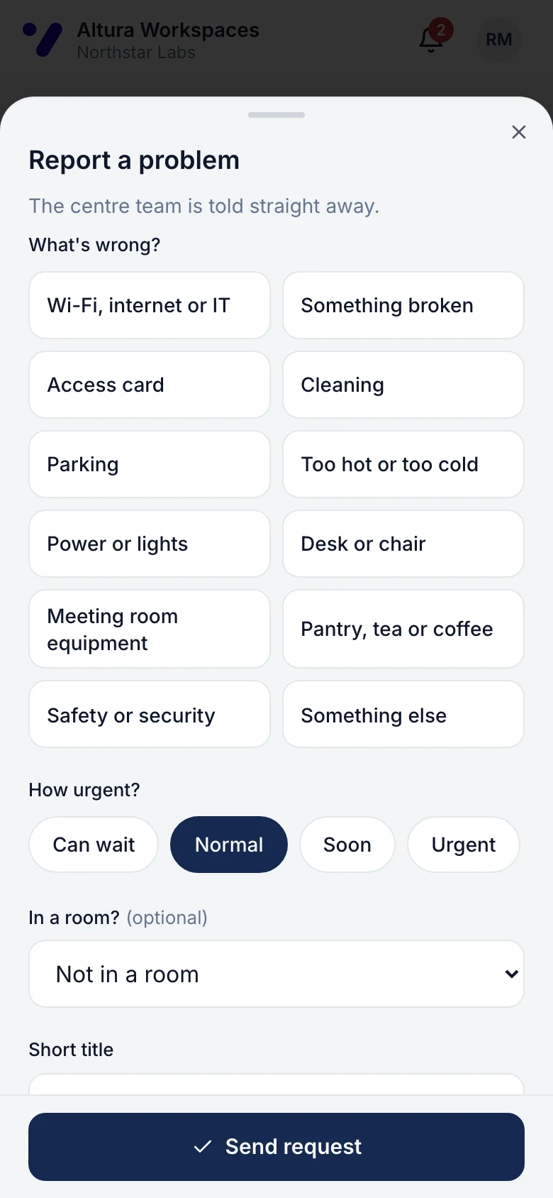 Reporting a problem on a phone by choosing what's wrong in plain words